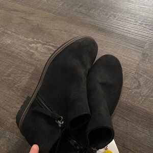 Black Suede Ankle Boots with Zipper